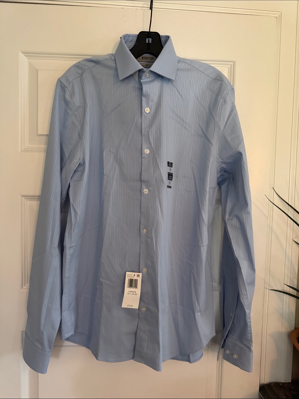 New w/tags reaction by Kenneth Cole Light Blue Stripe Men's Dress Shirt